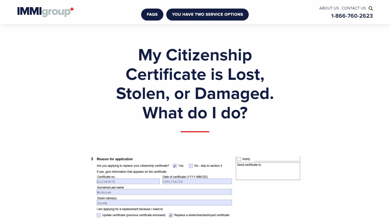 My Citizenship Certificate is Lost, Stolen, or Damaged. What do I do?