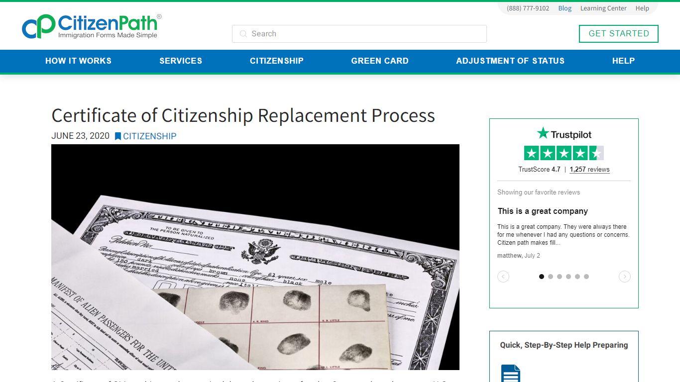 Certificate of Citizenship Replacement Process - CitizenPath